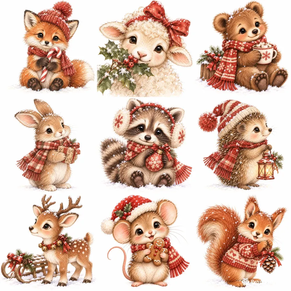 Woodland Winter Baby Animal Cliparts