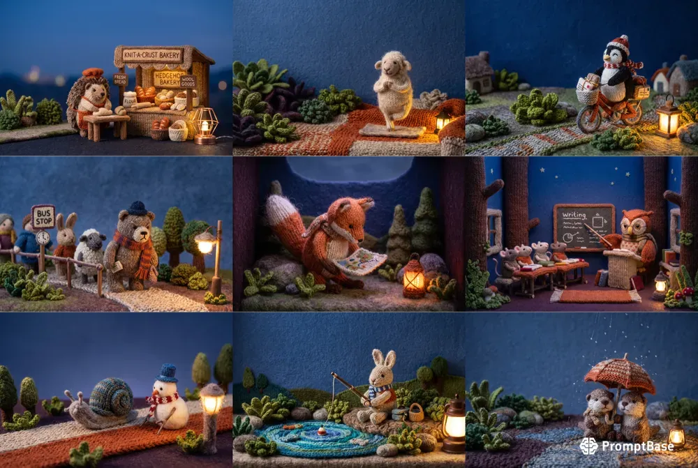 Cute Knitted Wool Miniature Scenes
