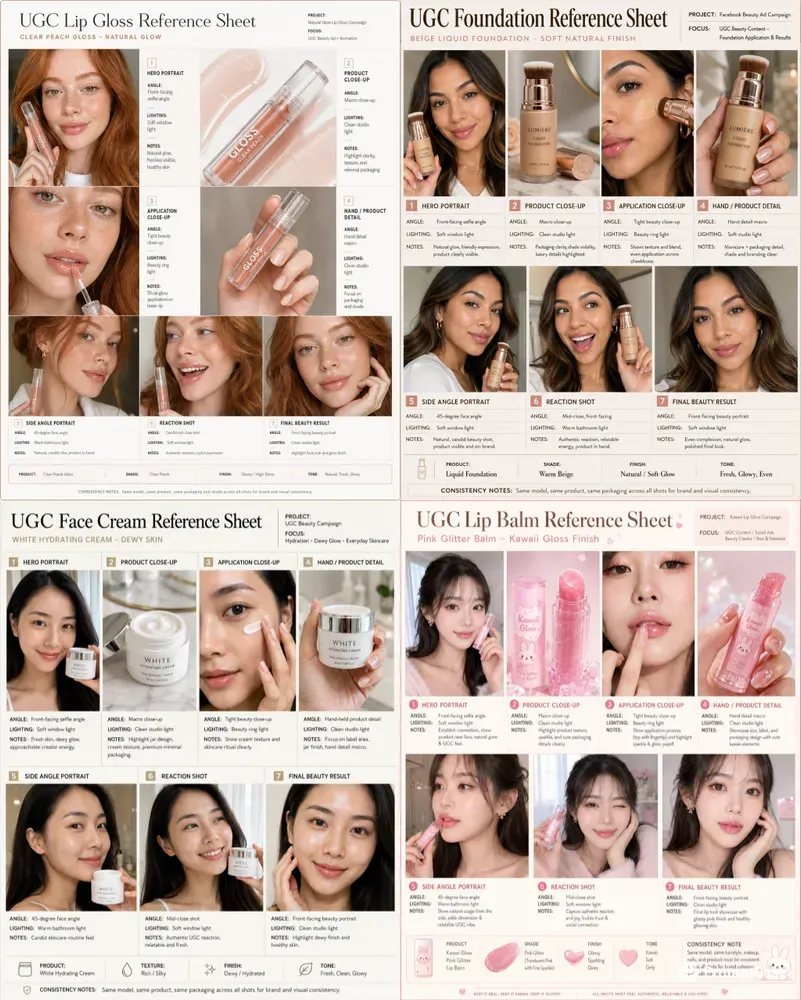 UGC Cosmetics Reference Sheets