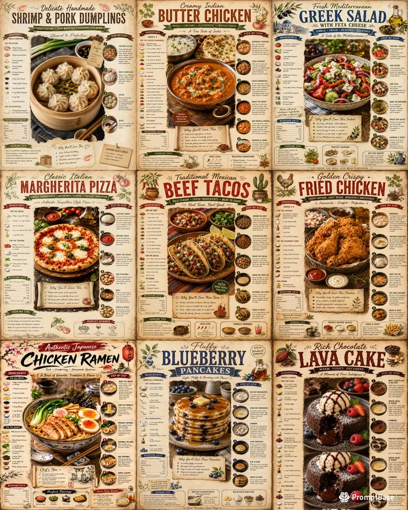 Vintage Recipe Infographic Posters