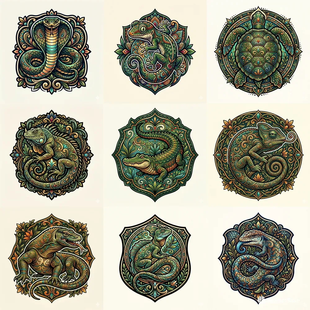 Whimsical Reptile Emblems