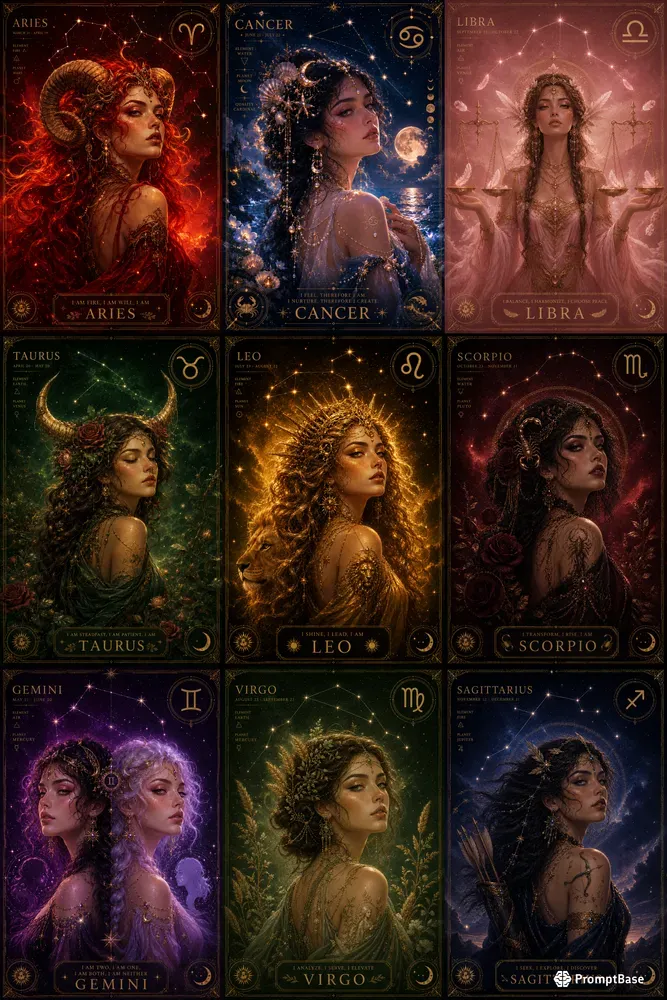 Celestial Zodiac Sign Posters
