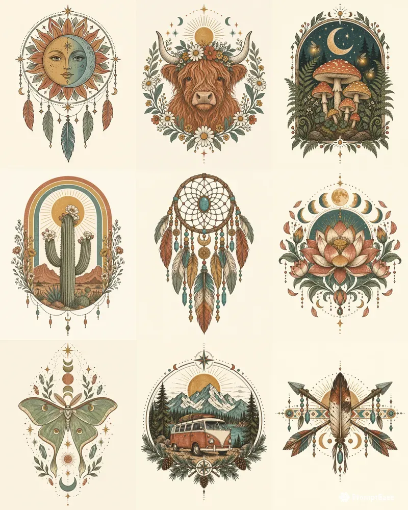 Boho Tshirt Graphic Designs