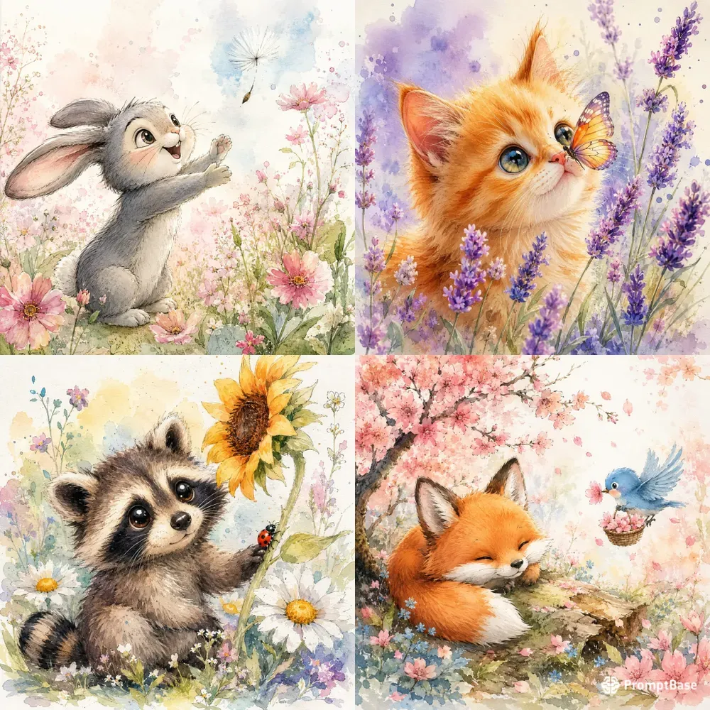 Whimsical Watercolor Animal Dreams