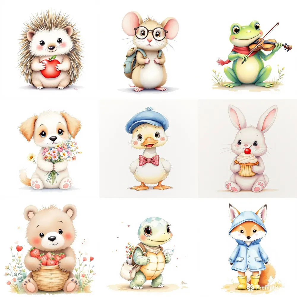 Cute Watercolor Illustrations Cute Animals