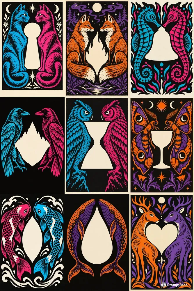 Psychedelic Figure Ground Story Prints