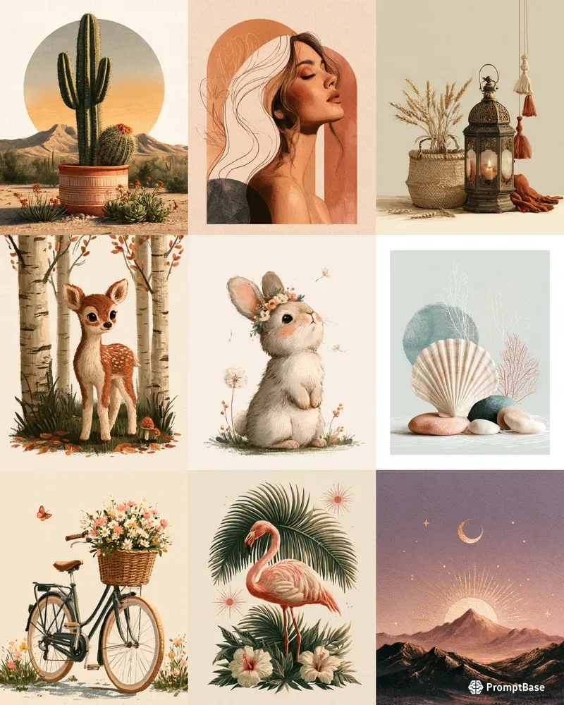 Elegant Boho Wall Art Prints
