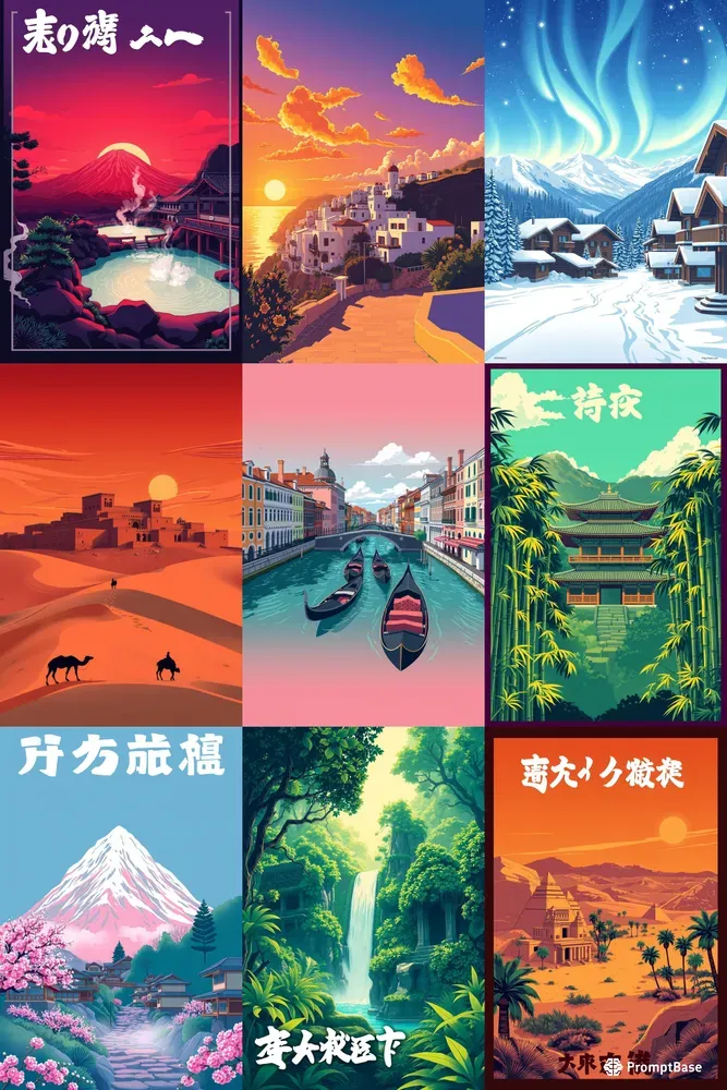Anime Style Travel Posters