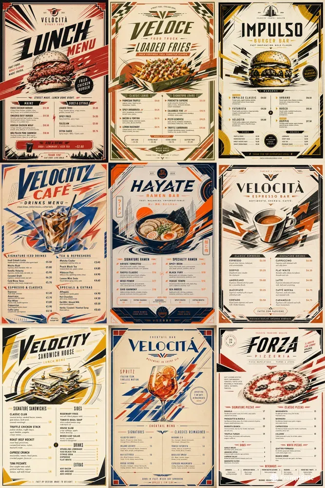 Futurist Motion Food Menus