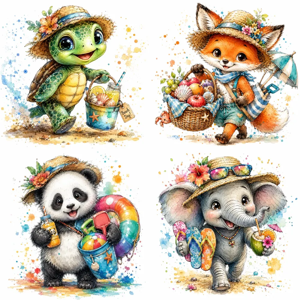 Whimsical Watercolor Animal Beaches