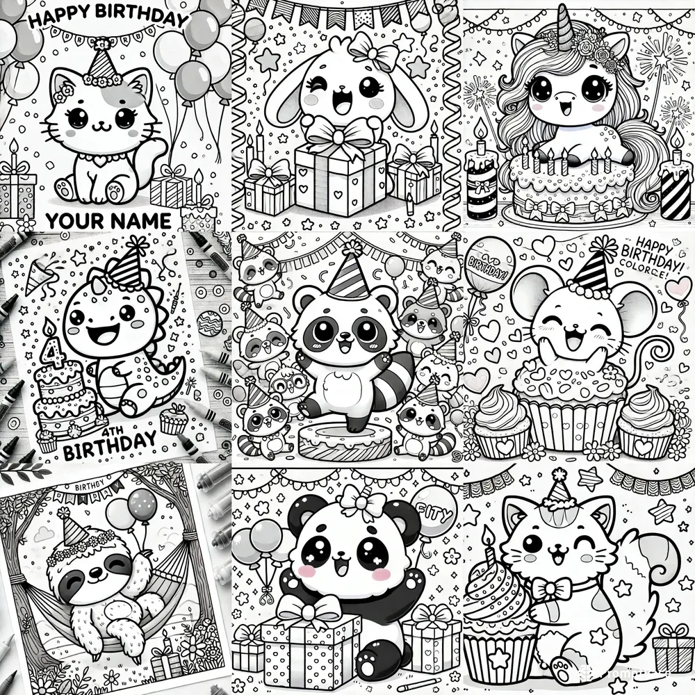 Cute Birthday Coloring Pages