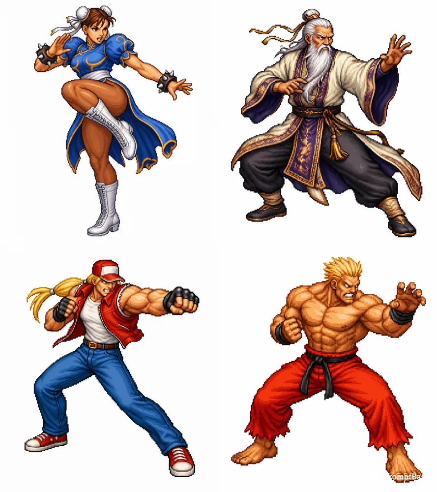 90s Arcade Fighting Game Pixel Sprites
