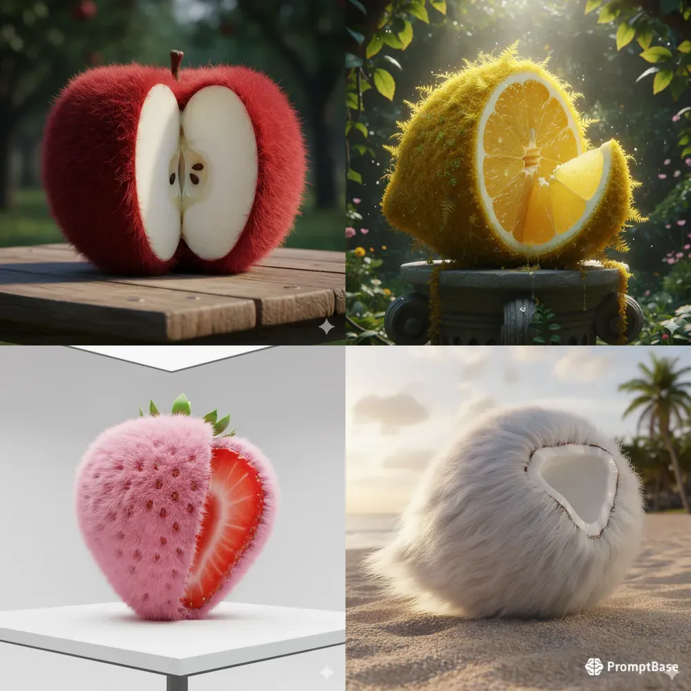 Surreal Furry Fruit Art
