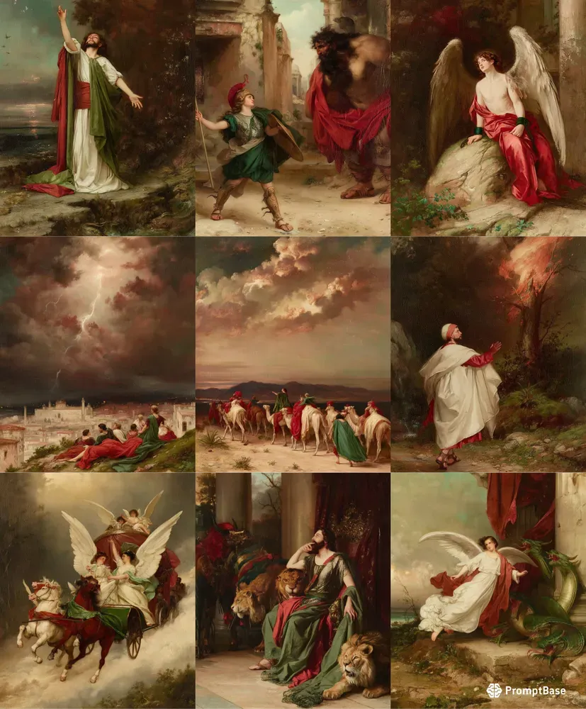 Biblical Mythology Oil Scenes