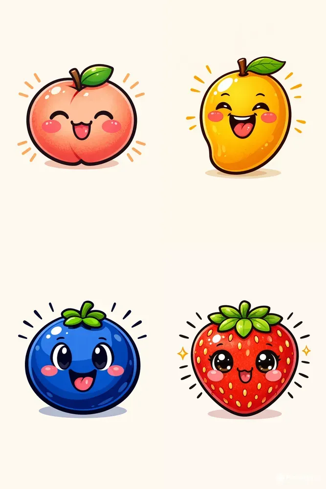 Cute Cartoon Fruit Characters