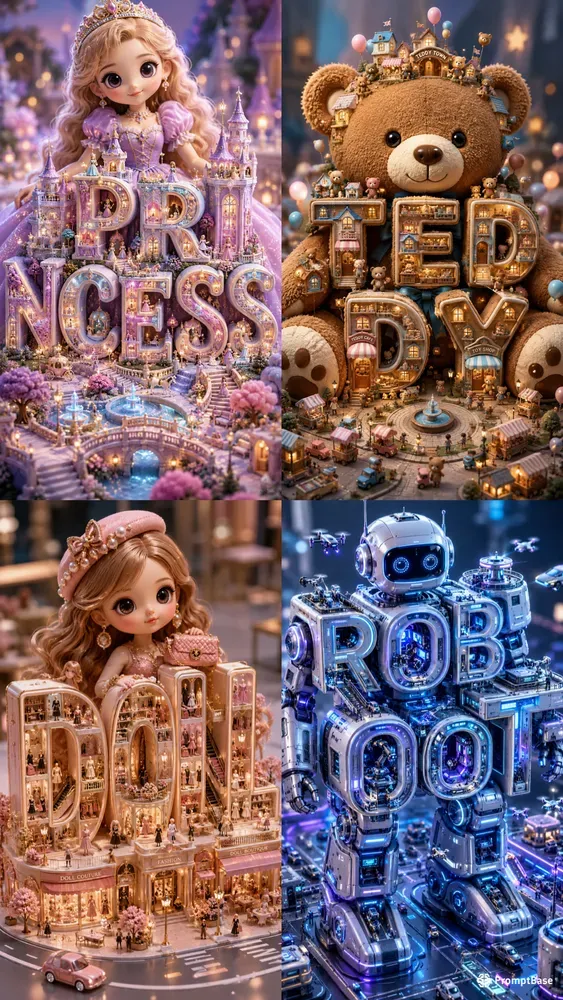 Miniature Toy World Typographies