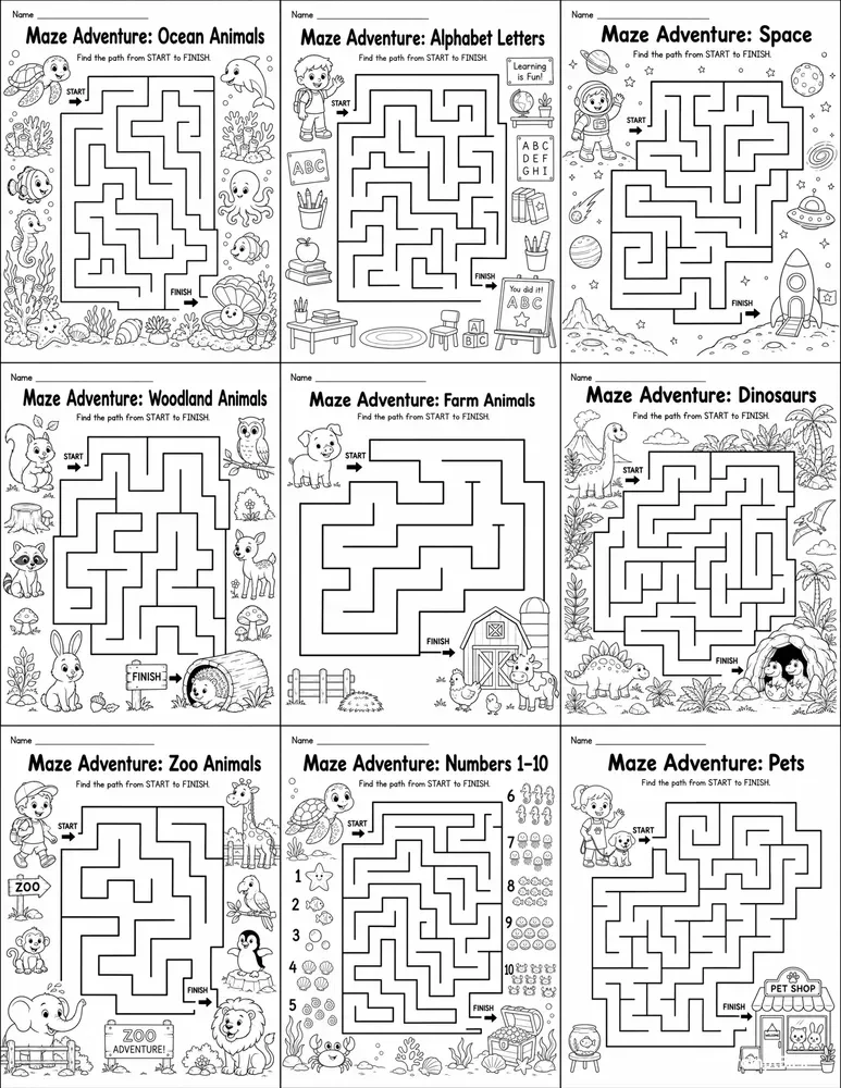 Printable Kids Maze Worksheet Generator