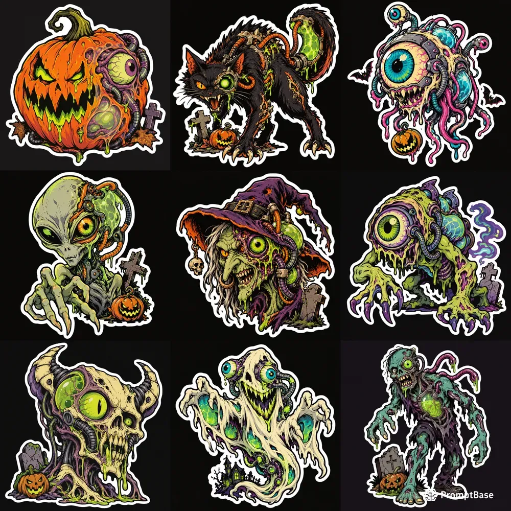 Toxic Retro Halloween Stickers