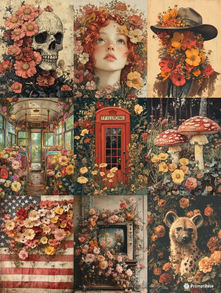 Antique Floral Beauty Papers Wall Art