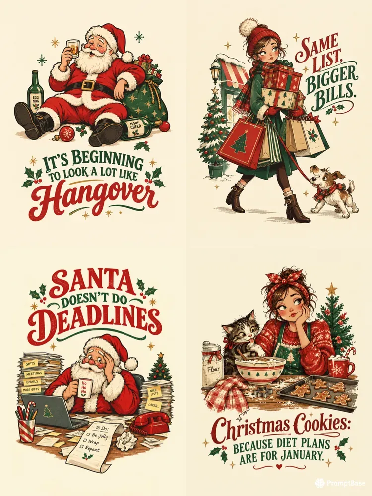 Xmas Witty Wordsmiths Tshirt Prints