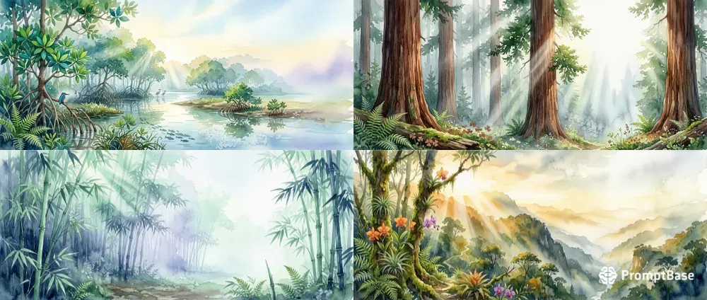 Eco Travel Hero Watercolor Backgrounds
