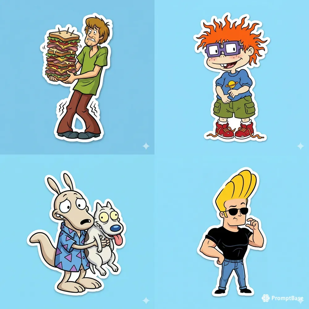90s Character Sticker Designs