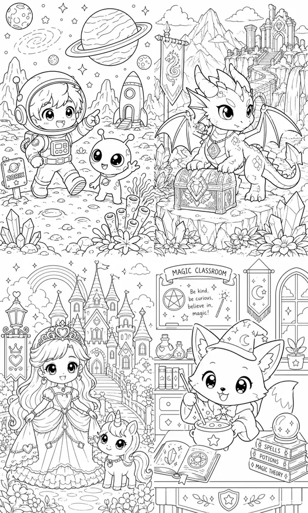Kids Chibi Anime Coloring Books