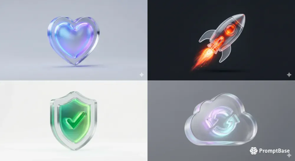 Glassmorphism 3D Icons