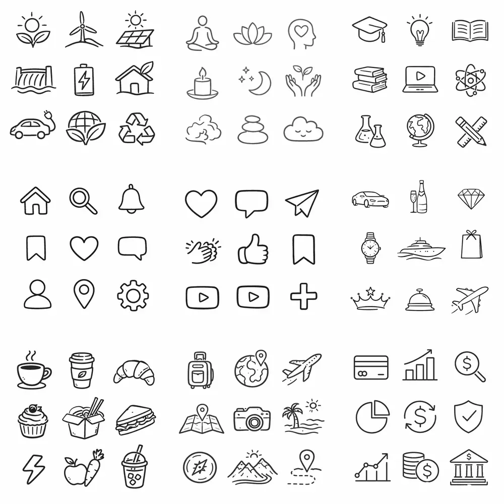 Minimalist Handdrawn Icon Systems