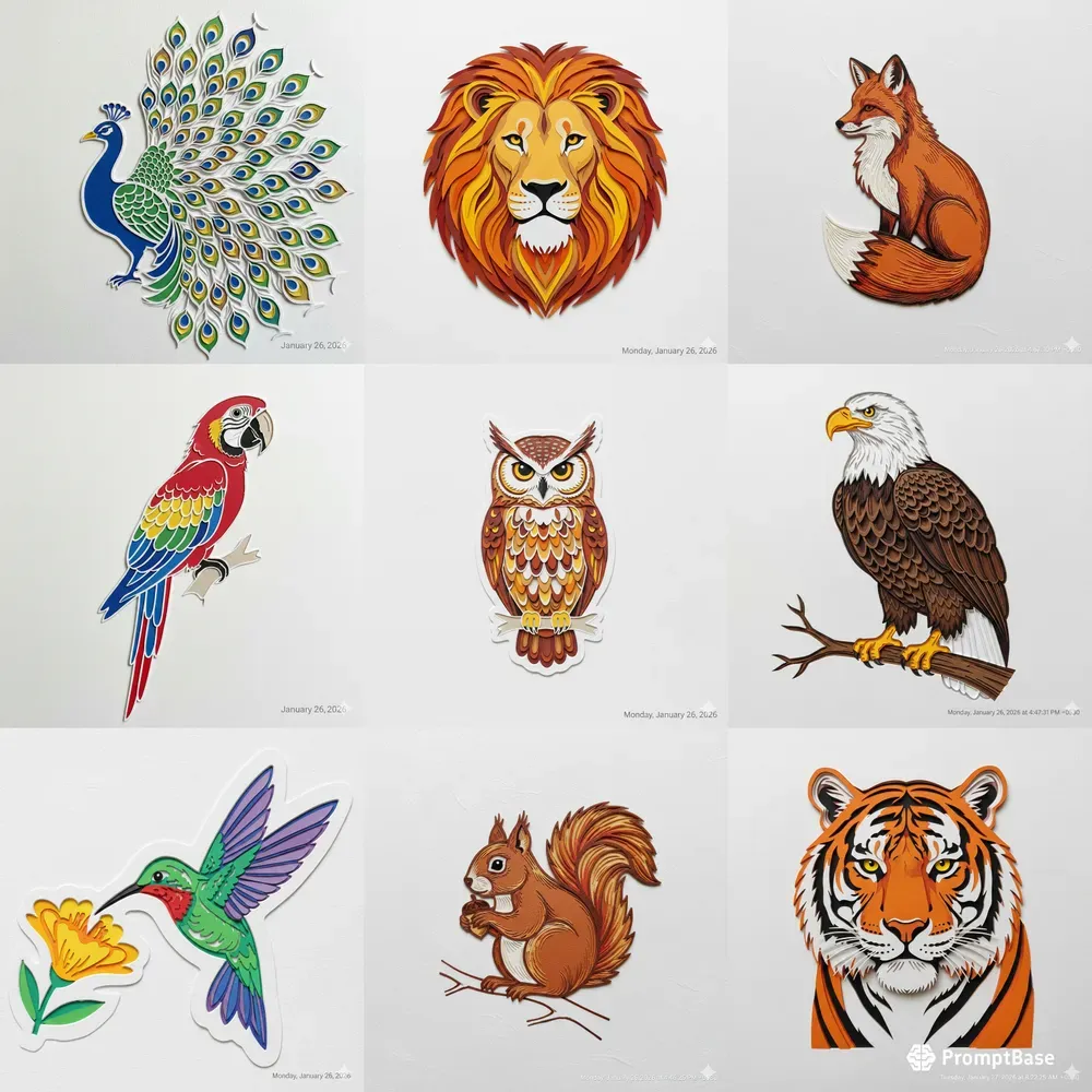 Layered Paper Cut Animal Art Collections