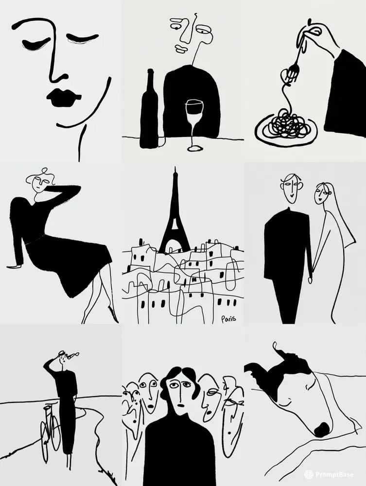 Black Ink Line Art Prints
