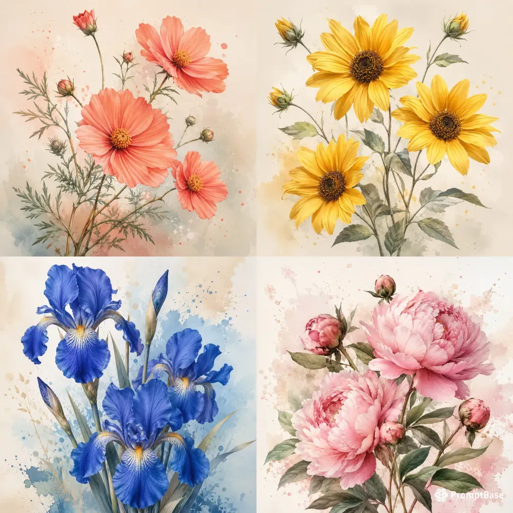 Elegant Botanical Bloom Posters