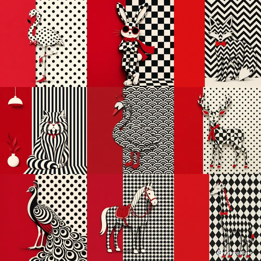 Minimalist Animal Pattern Poster Sets