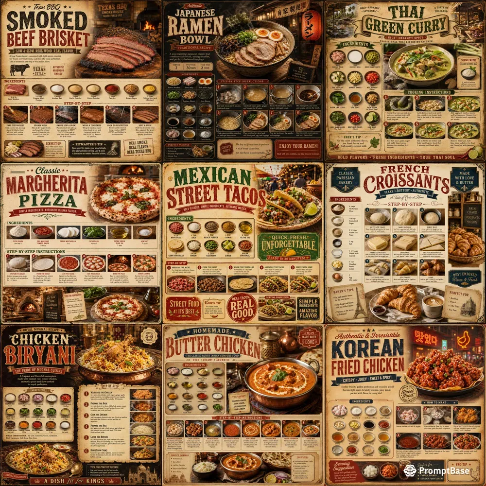 Vintage Food Recipe Posters