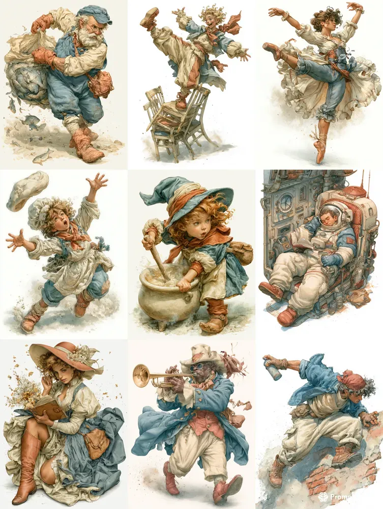 Cinematic Watercolor Characters