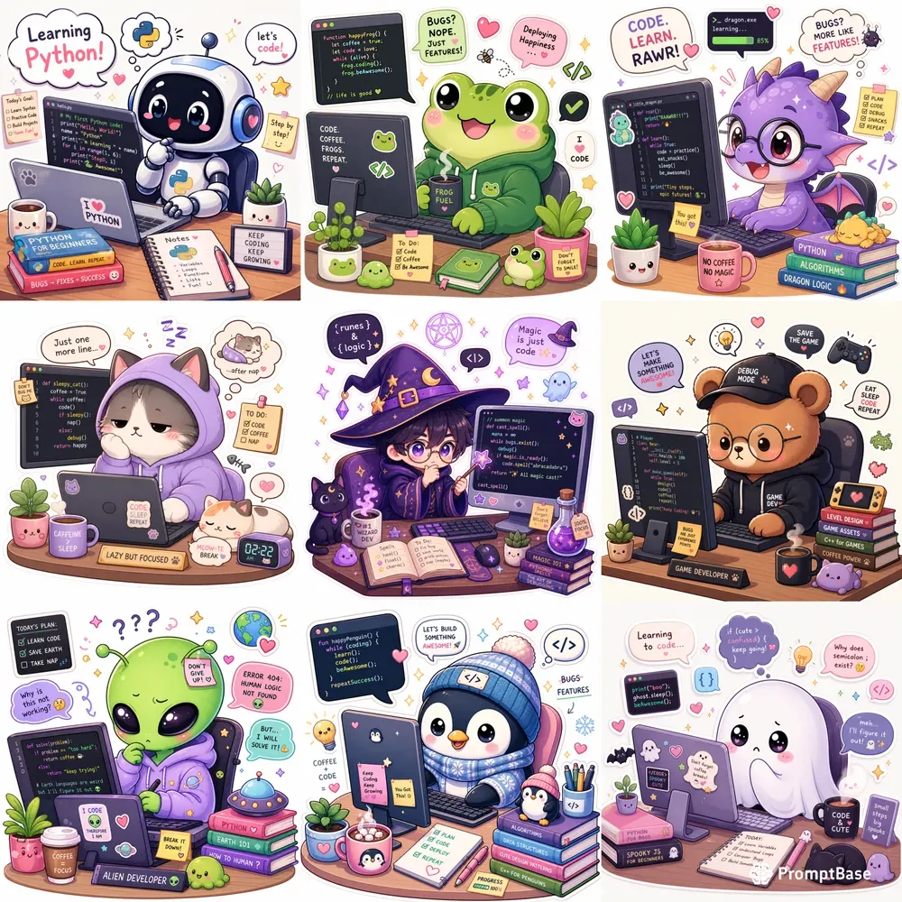 Kawaii Coding Characters