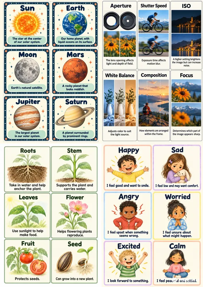 Illustrated Flashcard Sheets Generator