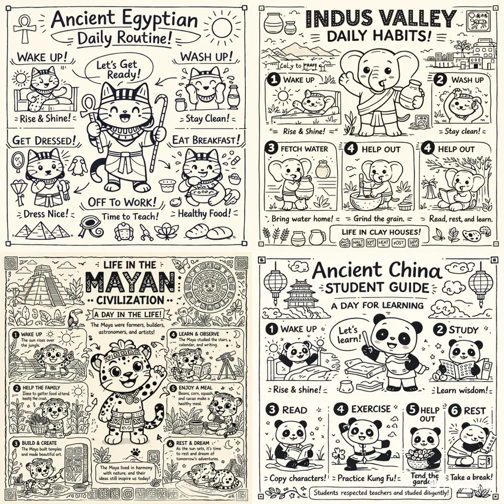 Hand Drawn Daily Life Lesson Posters Art