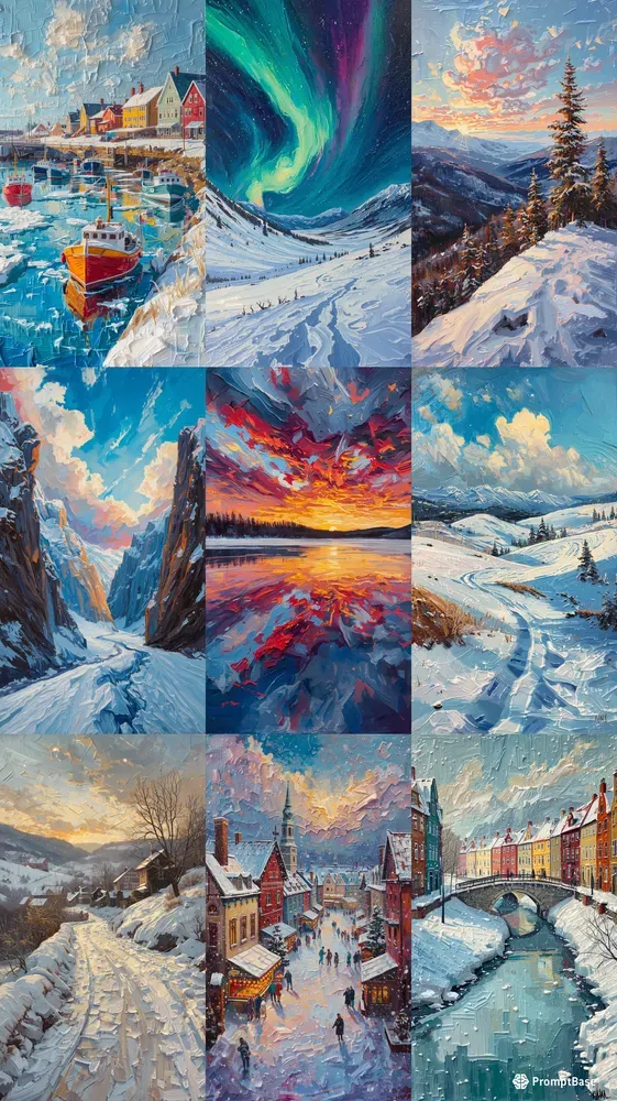 Vibrant Impasto Winter Oil Paintings
