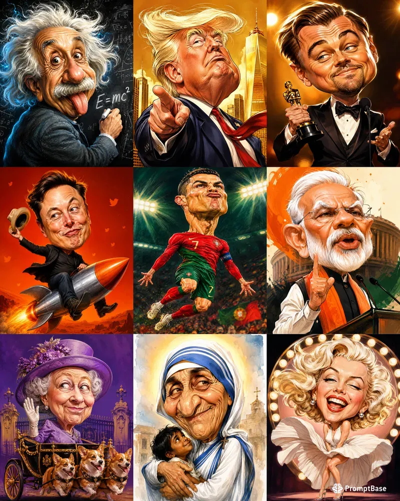 Cinematic Satirical Celebs Caricatures