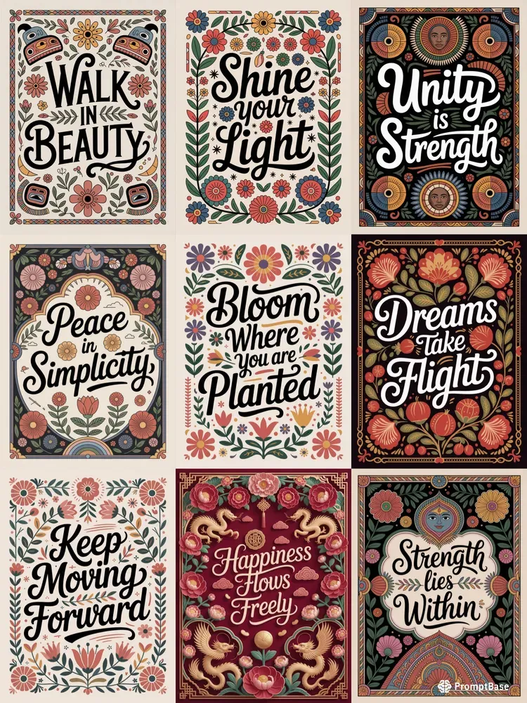 Folk Art Inspired Motivational Posters