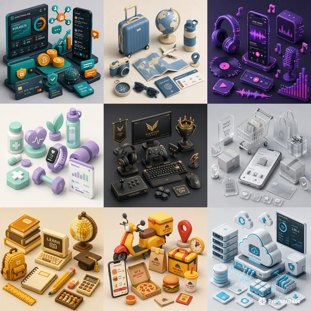 Isometric 3D Social Media Icons Studios