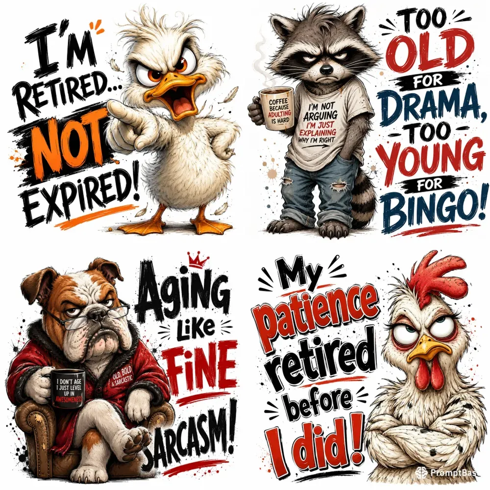 Funny Grumpy Animal Quote Designs