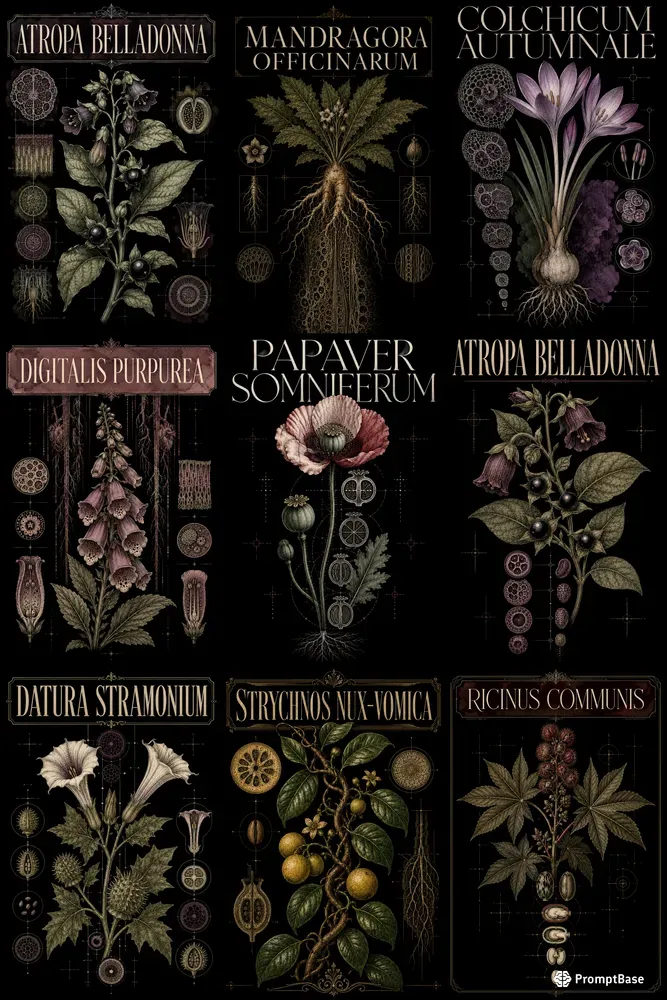 Dark Botanical Wall Art Posters