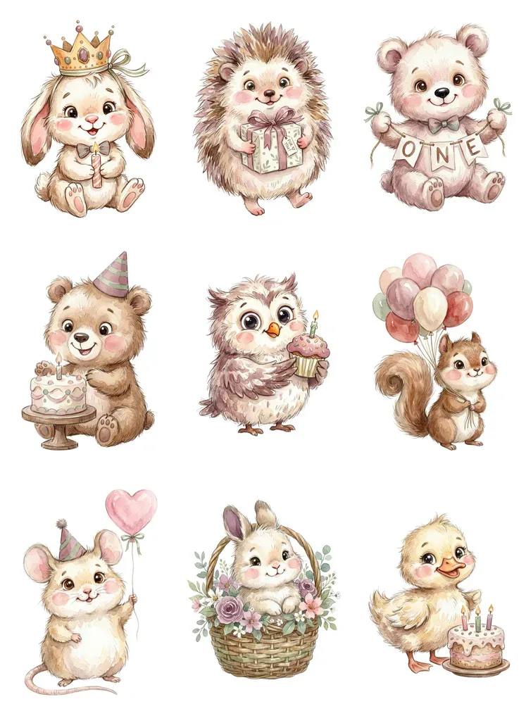Sweet Baby Animals Birthday Clipart