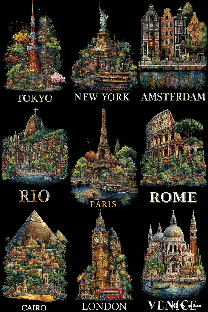 Illustrated Storybook City Posters