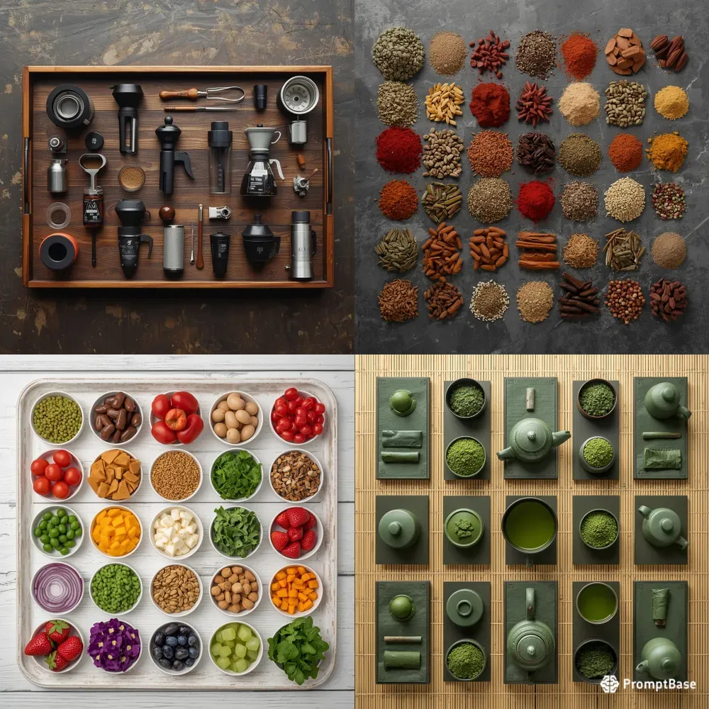 Food Knolling Grid Photography