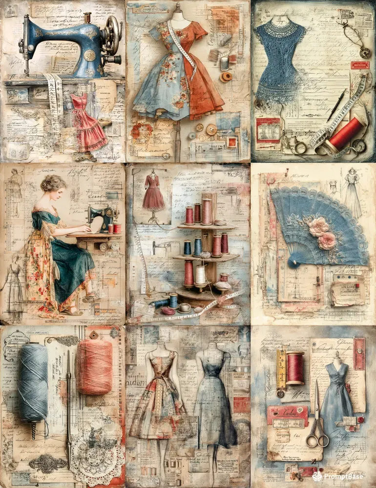 Vintage Couture Junk Journal Ephemera