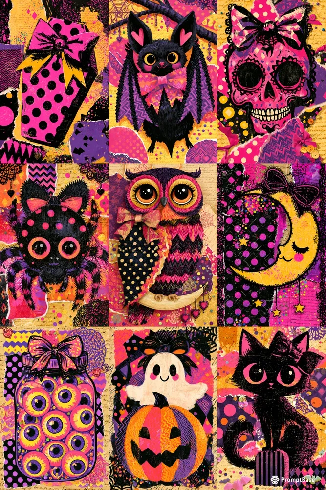 Gothic Cute Ephemera Pop Art Collages