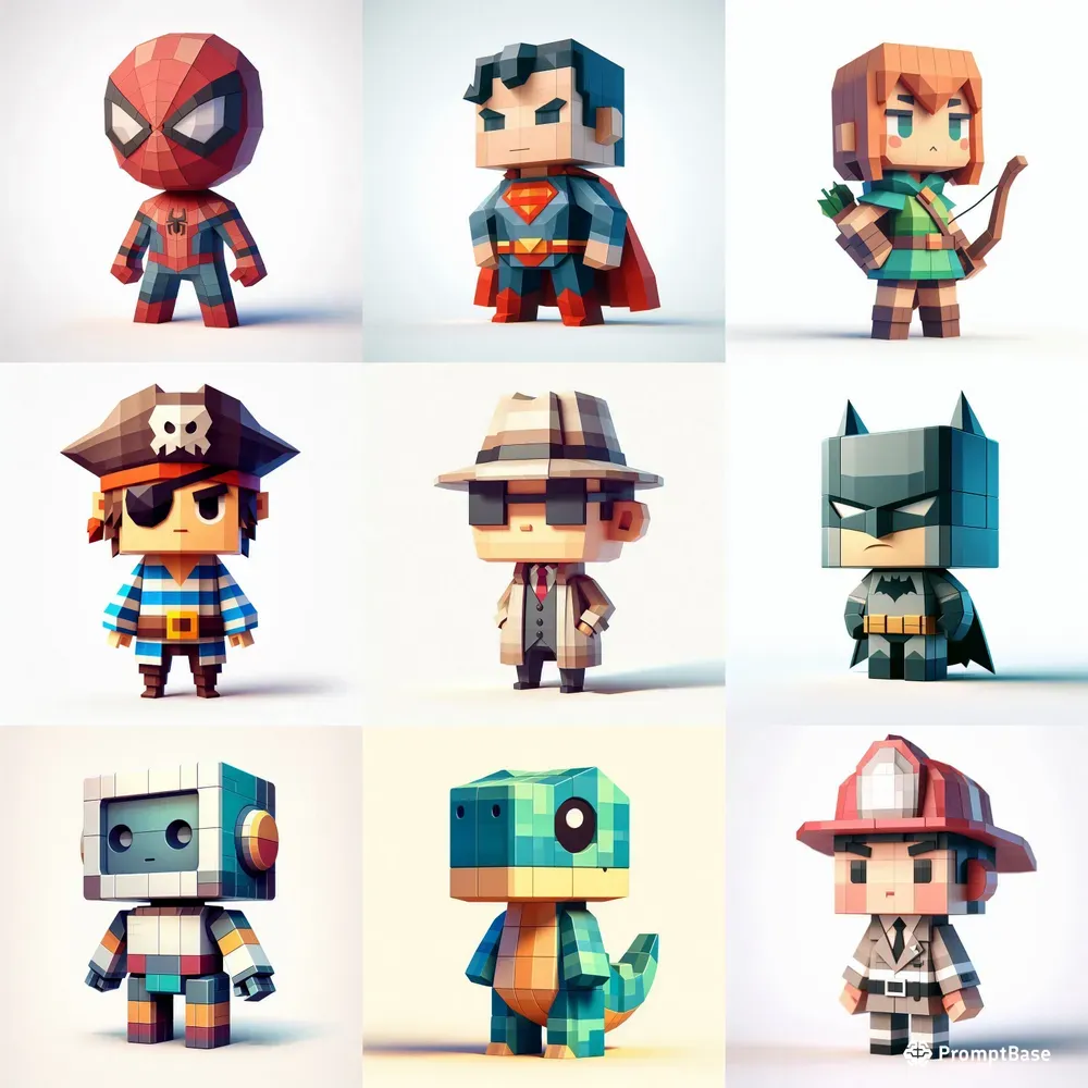 Cubist Low Poly Chibi Characters